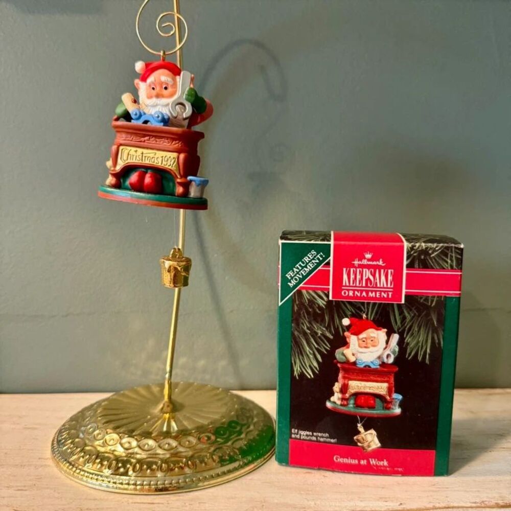1992 Hallmark Genius at Work Santa Elf Vintage Christmas Keepsake Ornament | 90s